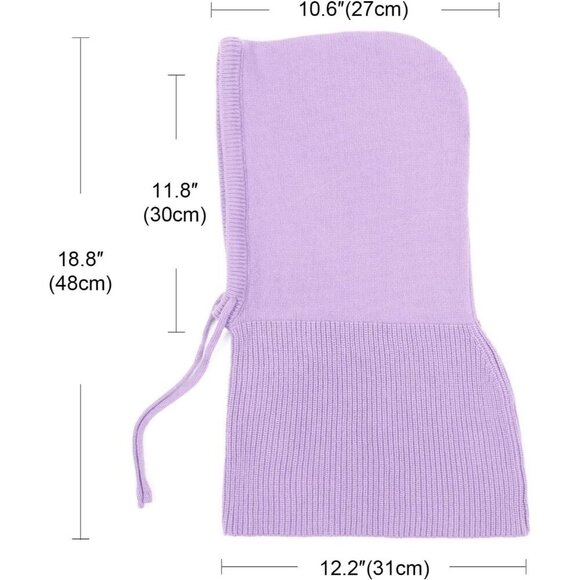 Unisex Purple Blue Beanie Skull Cap with Drawstring Warm Winter Hats Outdoor